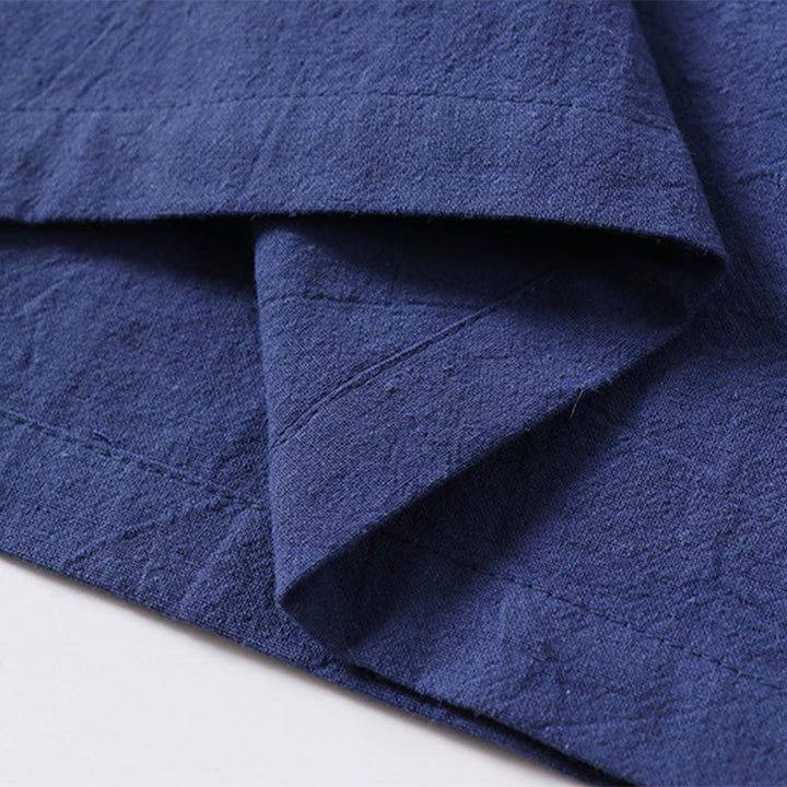 Buddha Stones無地 半袖 カエルボタン コットンリネン メンズシャツ - image 12