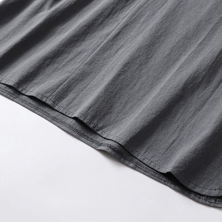 Buddha Stonesカジュアル 無地 2つボタン Vネック 七分袖 コットン メンズシャツ - image 9