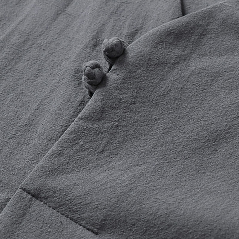 Buddha Stonesカジュアル 無地 2つボタン Vネック 七分袖 コットン メンズシャツ - image 7