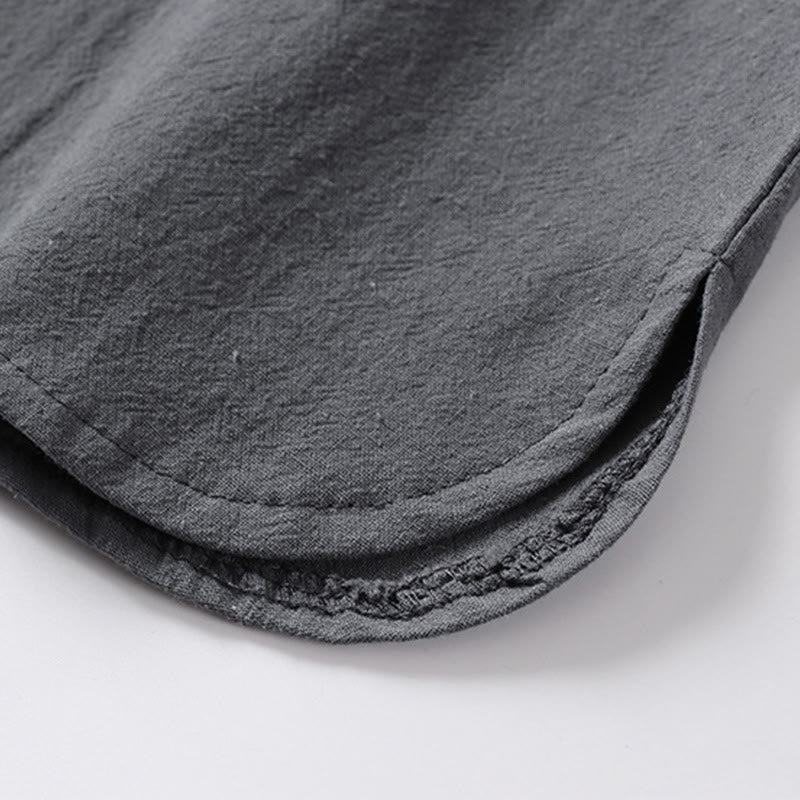 Buddha Stonesカジュアル 無地 2つボタン Vネック 七分袖 コットン メンズシャツ - image 12