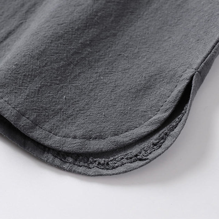 Buddha Stonesカジュアル 無地 2つボタン Vネック 七分袖 コットン メンズシャツ - image 12