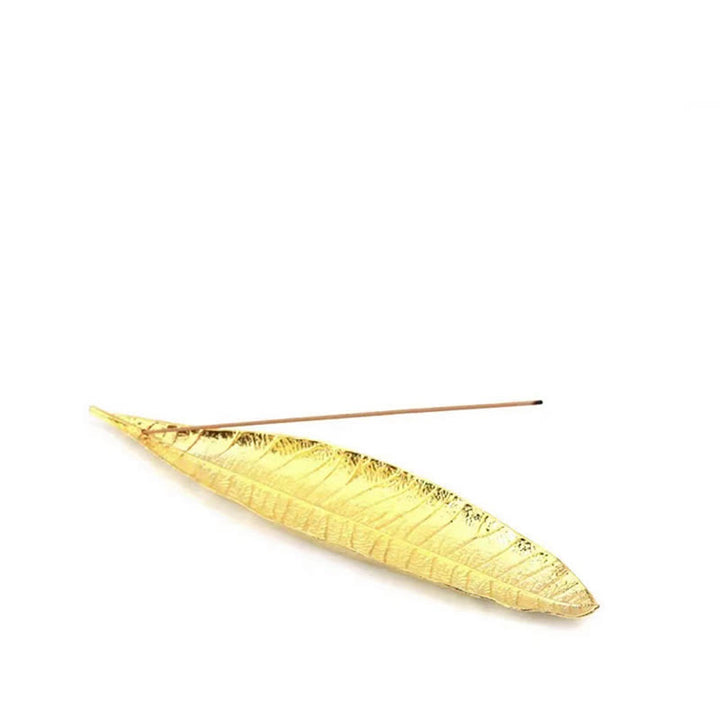 Buddha Stones合金製東洋葉癒し香炉装飾 - 金箔 24.6×5.3×1.4cm - image 5