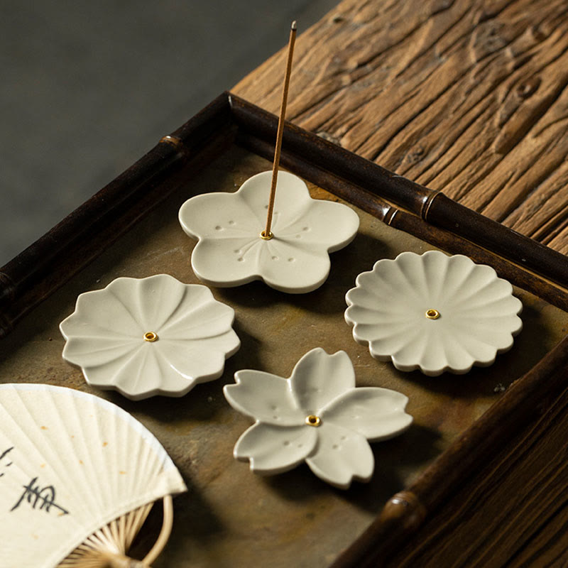 Buddha Stones蓮 桜 梅 菊 癒し 陶器 香炉 装飾