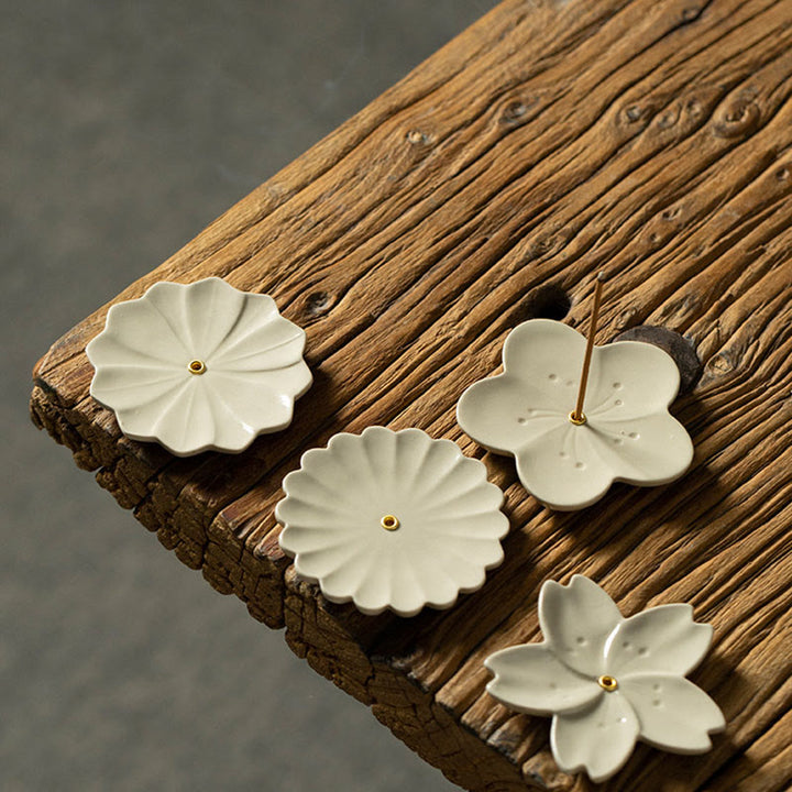 Buddha Stones蓮 桜 梅 菊 癒し 陶器 香炉 装飾
