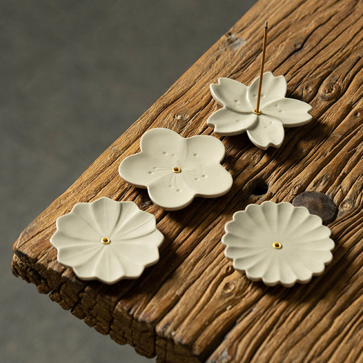 Buddha Stones蓮 桜 梅 菊 癒し 陶器 香炉 装飾