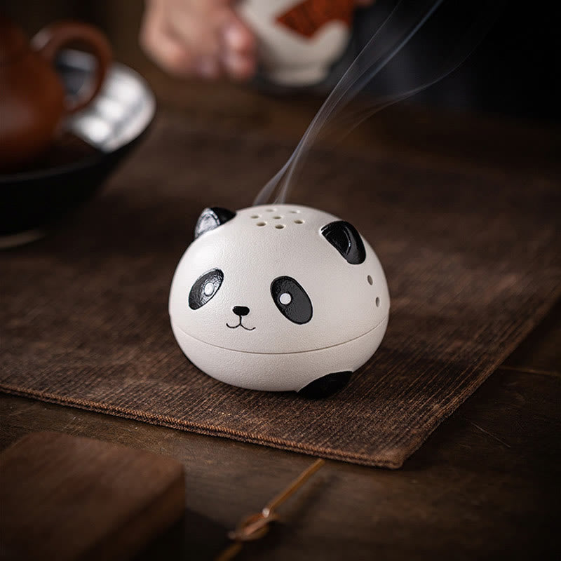 Buddha Stonesかわいいパンダ 癒し 陶器 香炉 デスク装飾