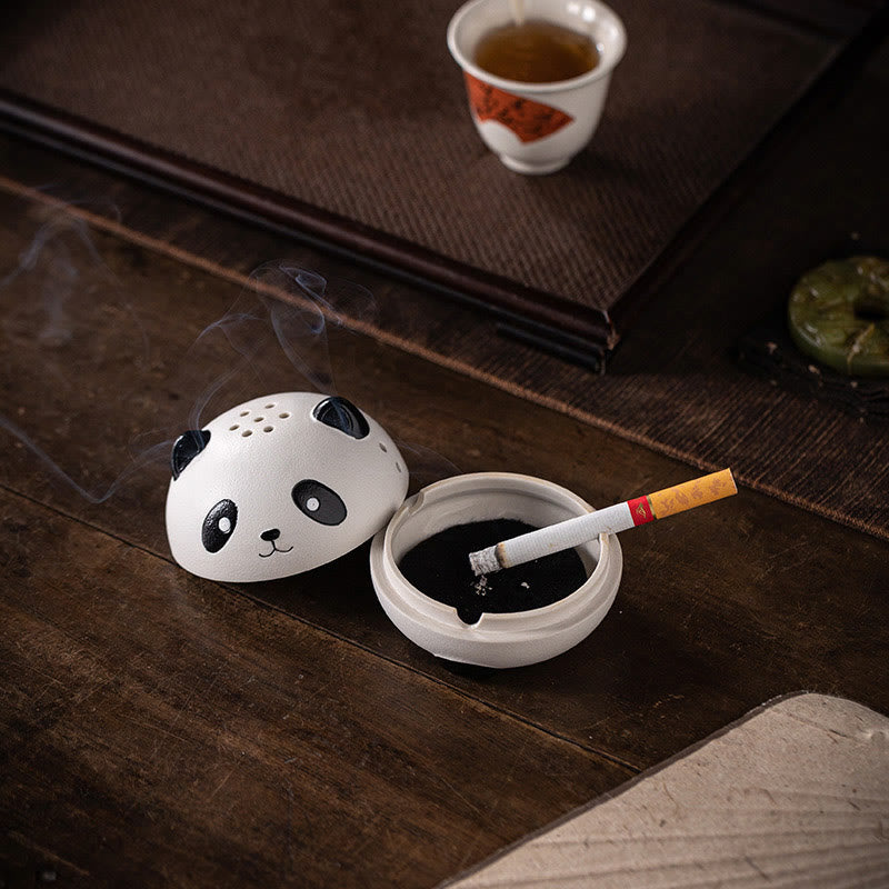 Buddha Stonesかわいいパンダ 癒し 陶器 香炉 デスク装飾