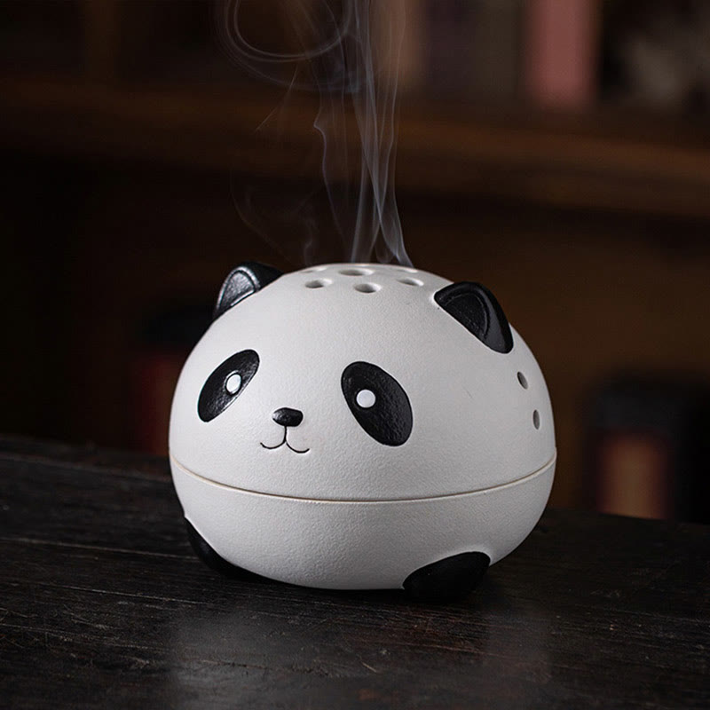 Buddha Stonesかわいいパンダ 癒し 陶器 香炉 デスク装飾