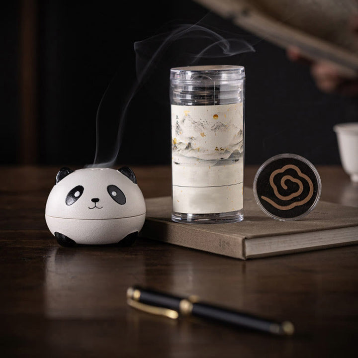 Buddha Stonesかわいいパンダ 癒し 陶器 香炉 デスク装飾
