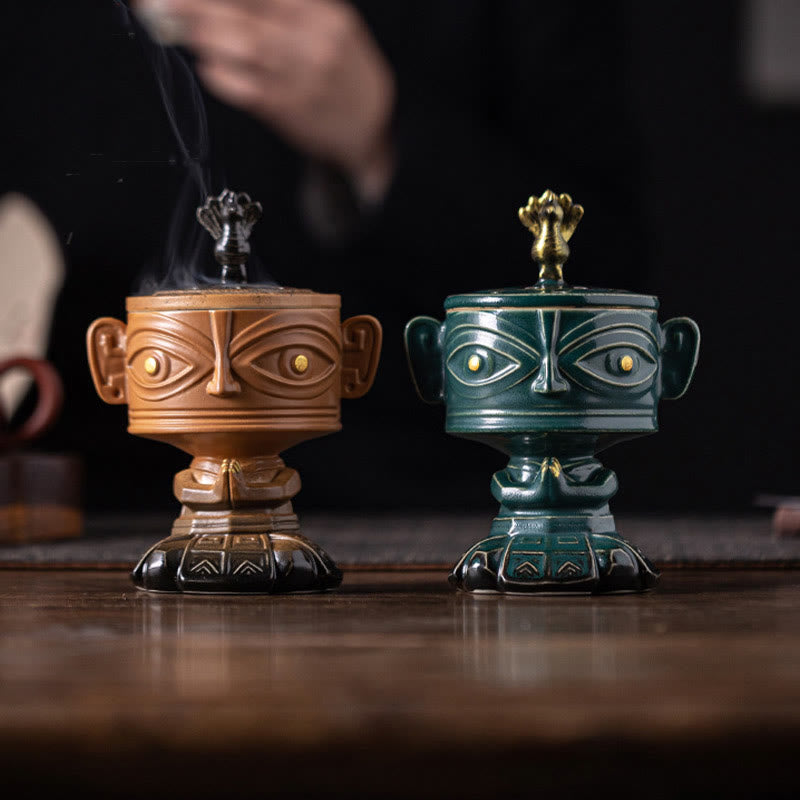 Buddha Stones三星堆 癒しの陶器製香炉 卓上装飾