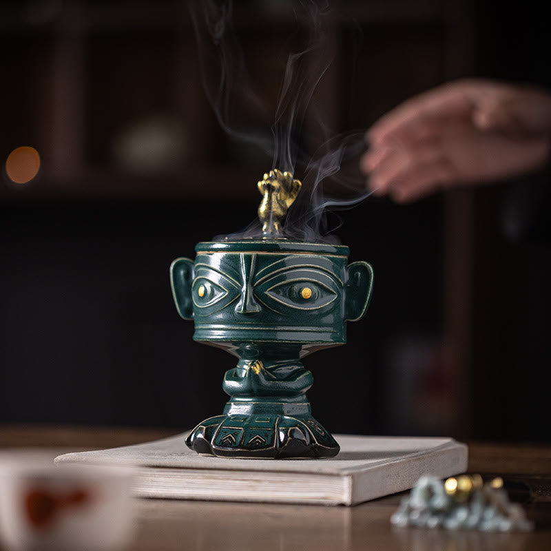 Buddha Stones三星堆 癒しの陶器製香炉 卓上装飾