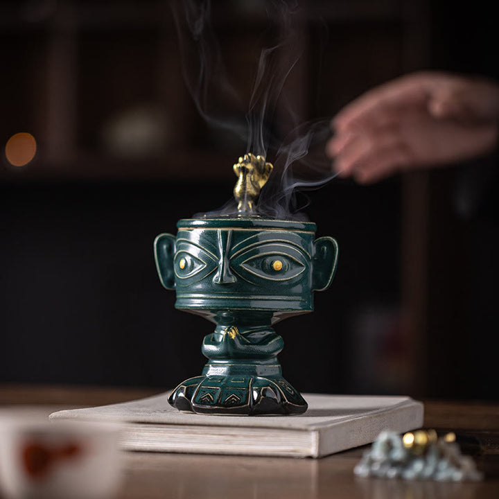 Buddha Stones三星堆 癒しの陶器製香炉 卓上装飾