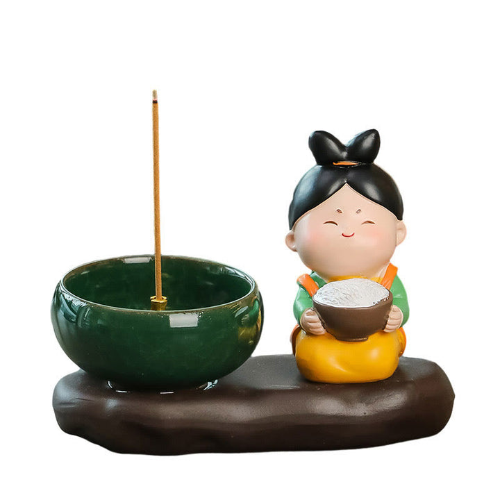 唐代の女性用Buddha Stones食べ物を癒す陶器製香炉 卓上装飾