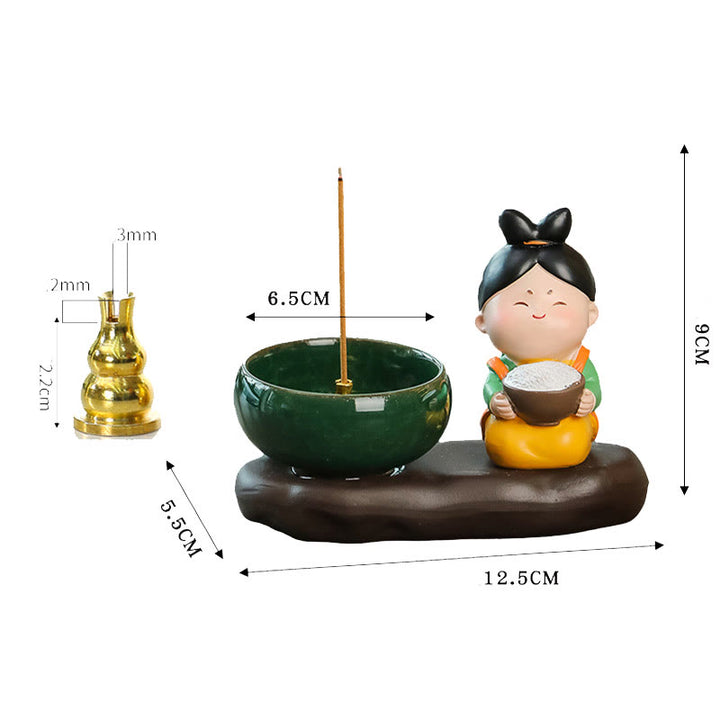 唐代の女性用Buddha Stones食べ物を癒す陶器製香炉 卓上装飾