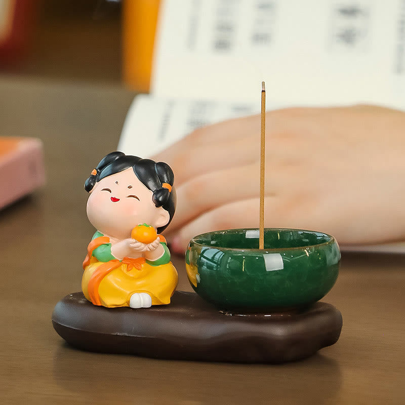 唐代の女性用Buddha Stones食べ物を癒す陶器製香炉 卓上装飾