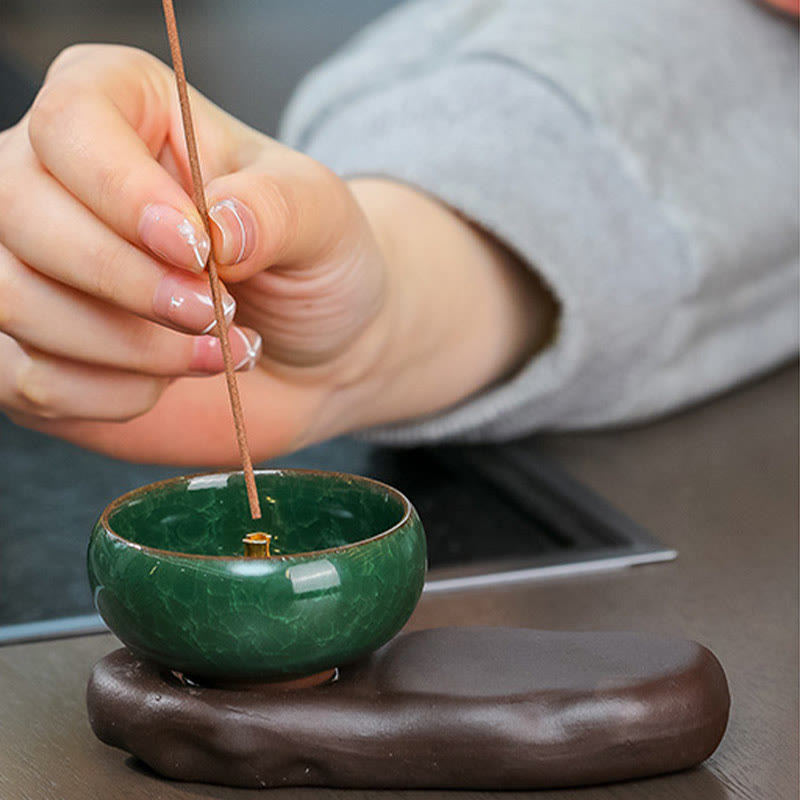 唐代の女性用Buddha Stones食べ物を癒す陶器製香炉 卓上装飾