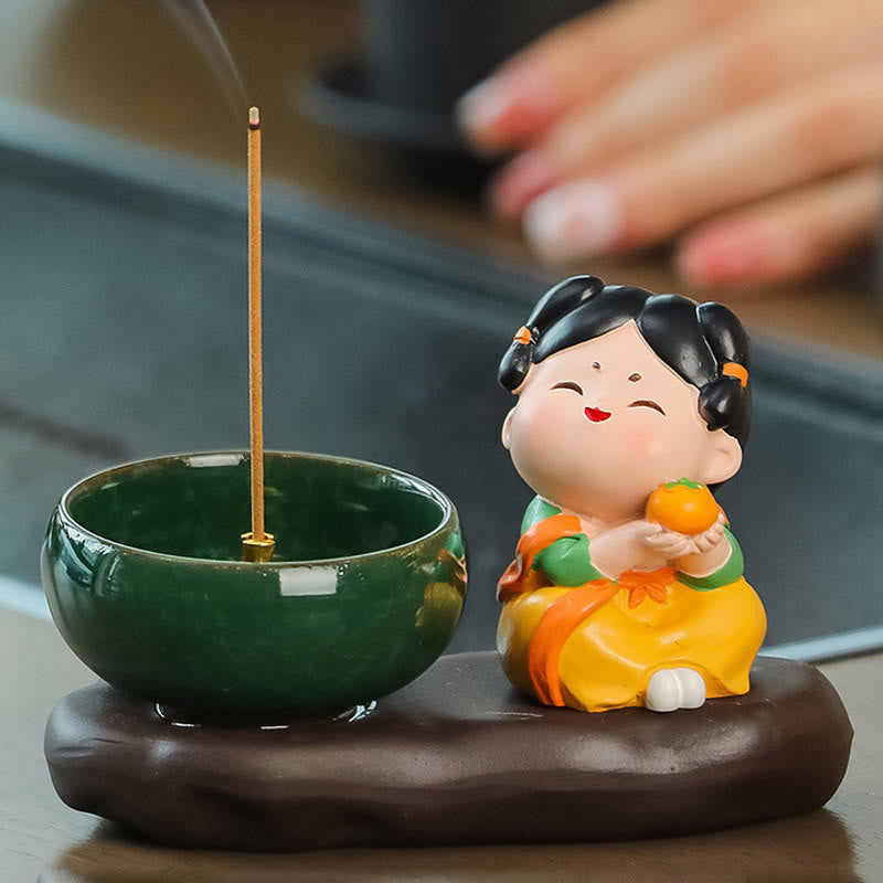 唐代の女性用Buddha Stones食べ物を癒す陶器製香炉 卓上装飾