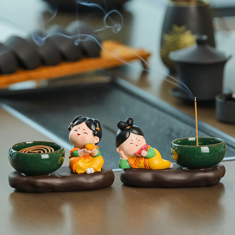 唐代の女性用Buddha Stones食べ物を癒す陶器製香炉 卓上装飾