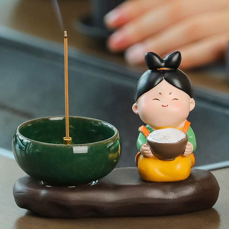 唐代の女性用Buddha Stones食べ物を癒す陶器製香炉 卓上装飾