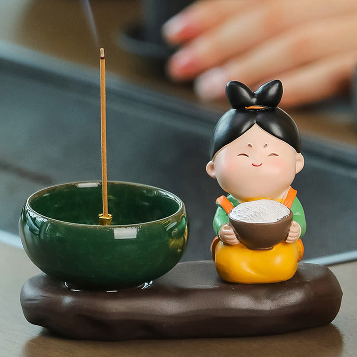 唐代の女性用Buddha Stones食べ物を癒す陶器製香炉 卓上装飾
