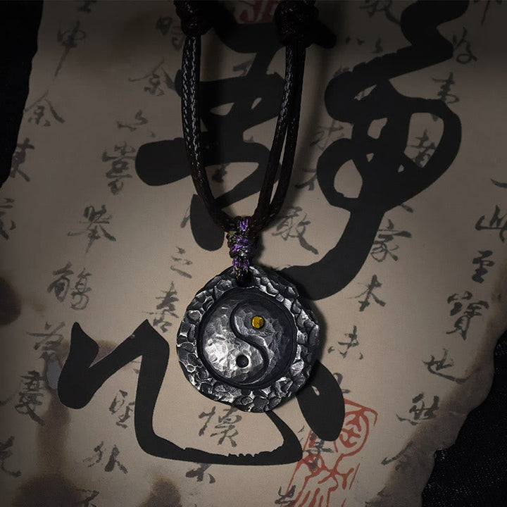 Buddha Stones 999 スターリングシルバー太極拳陰陽デザインハーモニーネックレスペンダント - image 2