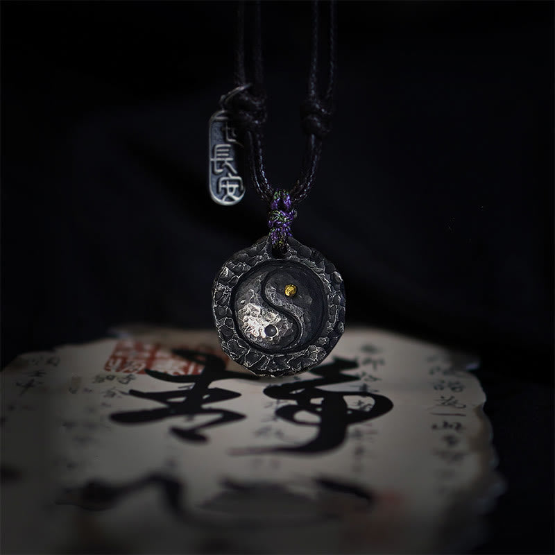 Buddha Stones 999 スターリングシルバー太極拳陰陽デザインハーモニーネックレスペンダント - 999スターリングシルバー YIN YANG（21*23*4mm） - image 1