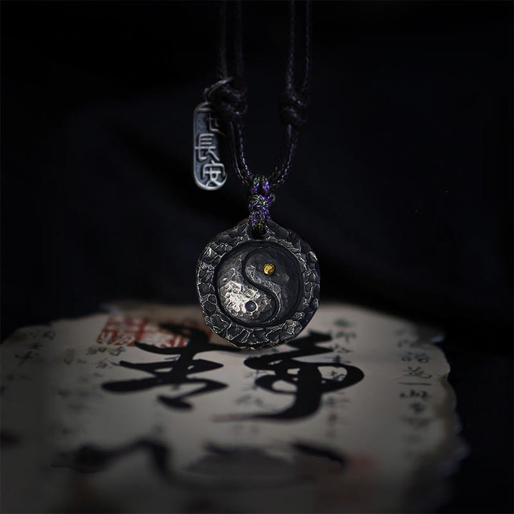 Buddha Stones 999 スターリングシルバー太極拳陰陽デザインハーモニーネックレスペンダント - 999スターリングシルバー YIN YANG（21*23*4mm） - image 0