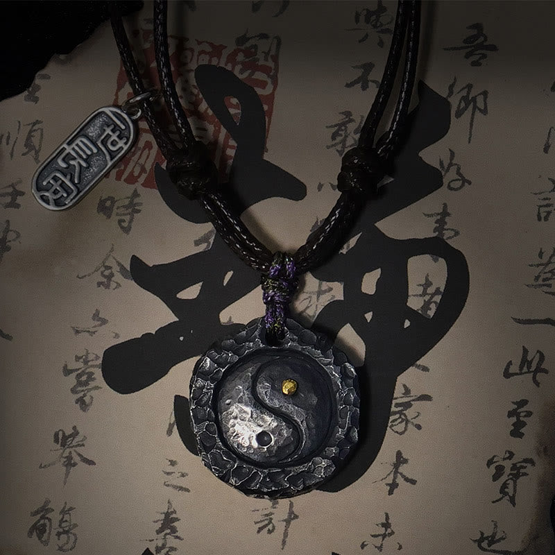 Buddha Stones 999 スターリングシルバー太極拳陰陽デザインハーモニーネックレスペンダント - 999 スターリングシルバー 陰陽 (22*24*5mm) - image 1