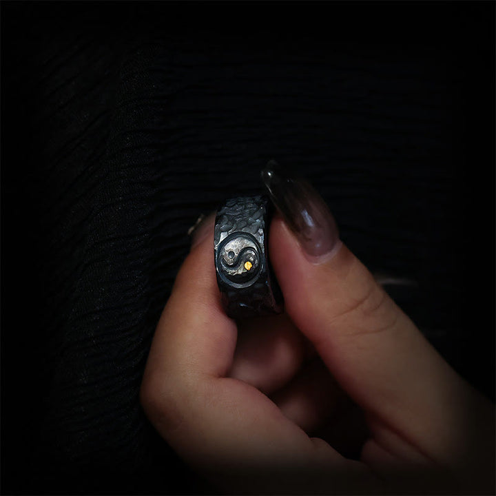 Buddha Stones999スターリングシルバー 陰陽バランスリング