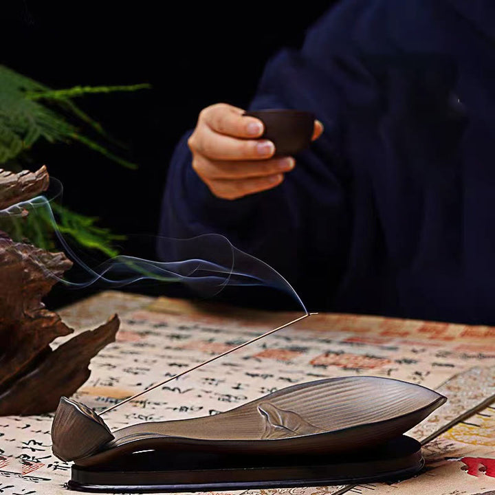 Buddha Stones蓮の実 禅 癒し ブラウン 陶器 スティック 香炉 装飾