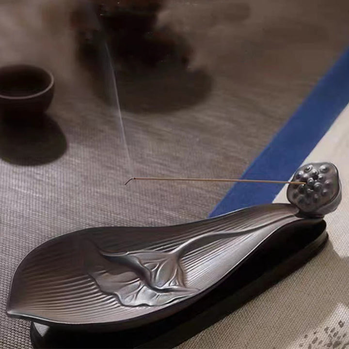 Buddha Stones蓮の実 禅 癒し ブラウン 陶器 スティック 香炉 装飾