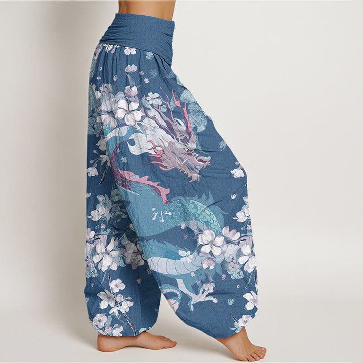 Buddha Stonesコットン カジュアル ドラゴン チェリーブロッサム レディース 伸縮性ウエスト ハーレムパンツ - image 6