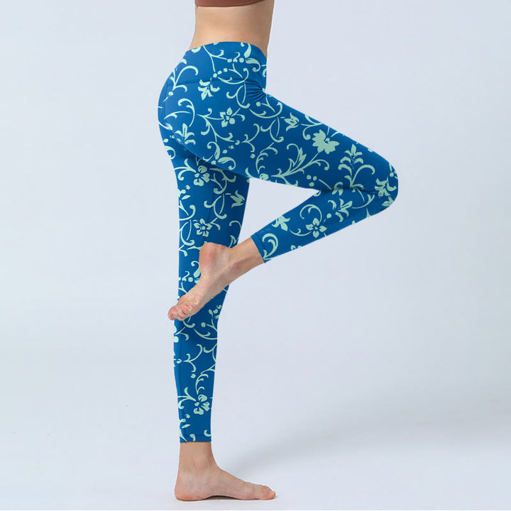 Buddha Stones、つる植物、花柄プリントのジムレギンス、レディースヨガパンツ - image 5