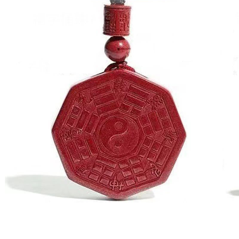 Buddha Stones天然辰砂八卦太上老君福文字落ち着いたネックレスペンダント