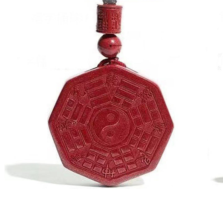 Buddha Stones天然辰砂八卦太上老君福文字落ち着いたネックレスペンダント
