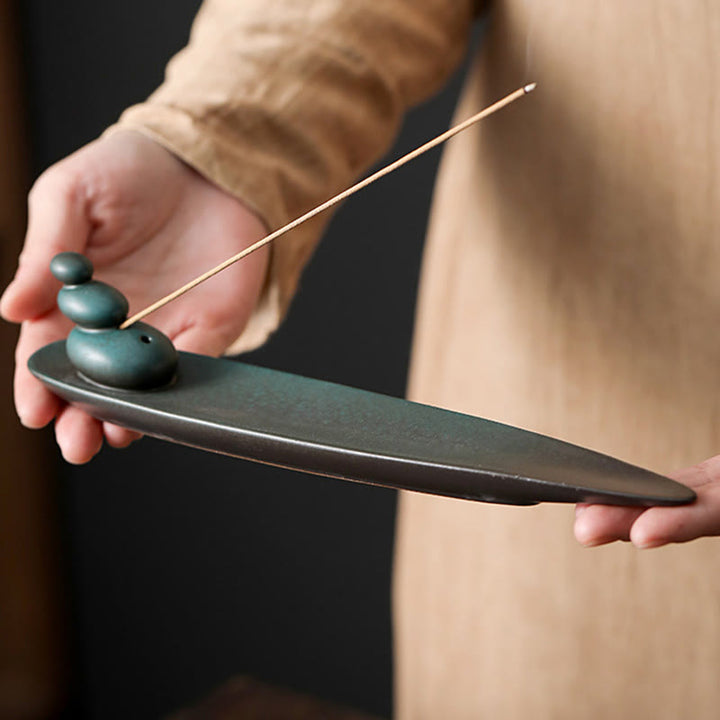 Buddha Stones3つの石 波 蝶 竹 癒し 陶器 スティック 香炉 装飾 - image 2