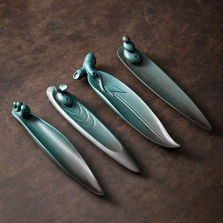 Buddha Stones3つの石 波 蝶 竹 癒し 陶器 スティック 香炉 装飾 - image 1