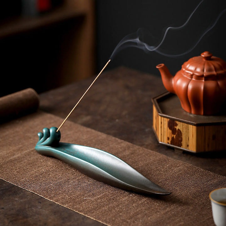 Buddha Stones3つの石 波 蝶 竹 癒し 陶器 スティック 香炉 装飾 - image 10