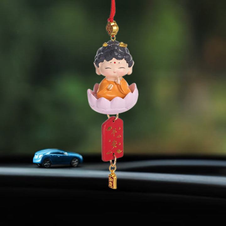Buddha Stones蓮華観音 仏陀 福の字 富の車吊り飾り