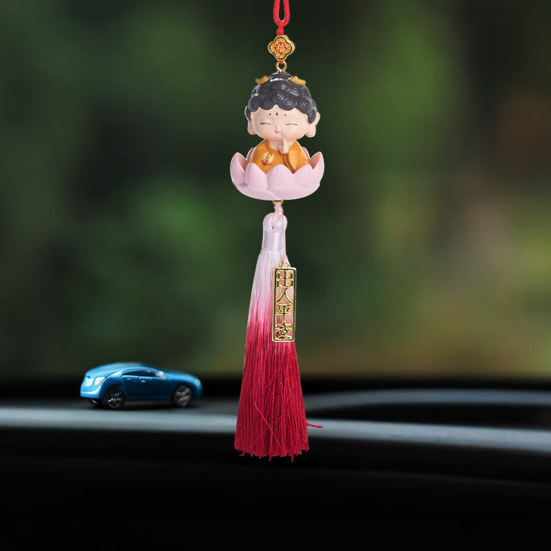 Buddha Stones蓮華観音 仏陀 福の字 富の車吊り飾り