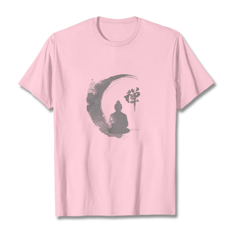 Buddha Stones、瞑想する仏陀の模様、コットンTシャツ - ライトピンク - 2XL - image 9