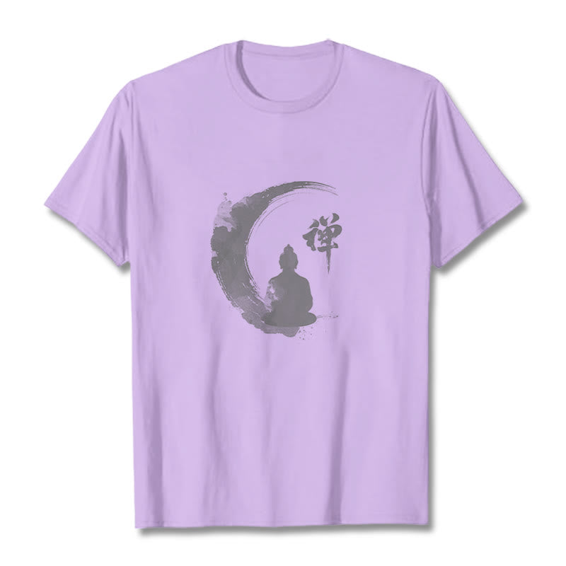 Buddha Stones、瞑想する仏陀の模様、コットンTシャツ - 梅 - 2XL - image 14
