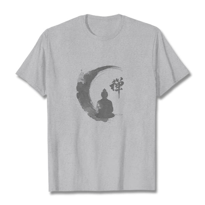 Buddha Stones、瞑想する仏陀の模様、コットンTシャツ - ライトグレー - 2XL - image 19