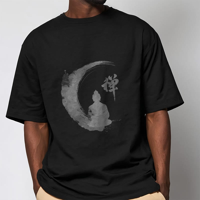 Buddha Stones、瞑想する仏陀の模様、コットンTシャツ - image 6