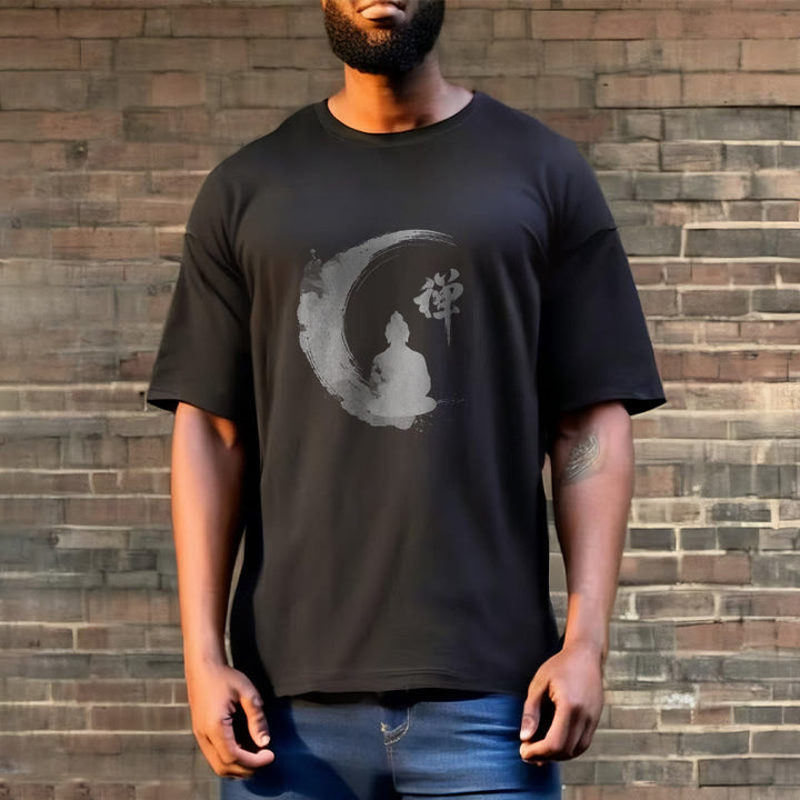 Buddha Stones、瞑想する仏陀の模様、コットンTシャツ - image 7