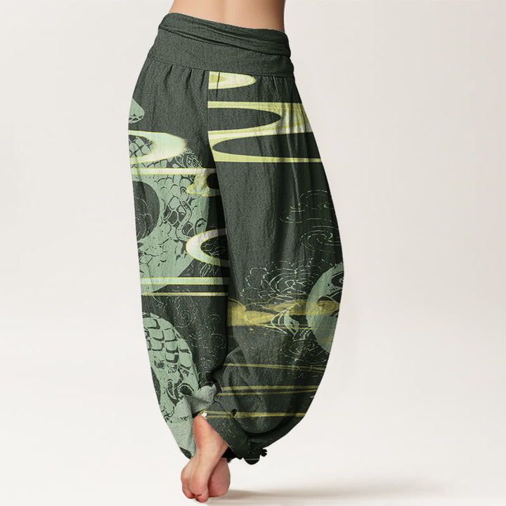 Buddha Stonesコットン製吉兆雲柄 蛇柄 レディース ウエストゴム ハーレムパンツ - image 6