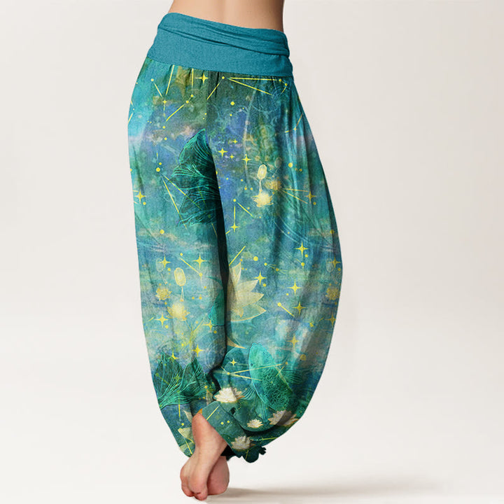 Buddha Stones、鯉、蓮、月、星柄、レディース 伸縮性ウエスト ハーレムパンツ - image 10