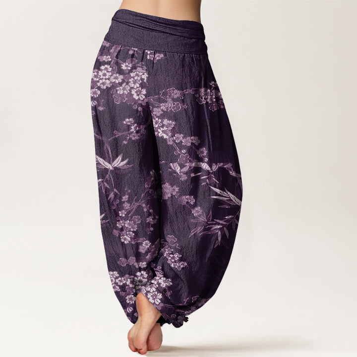 Buddha Stonesコットン ホワイト 桜柄 レディース ウエストゴム ハーレムパンツ - image 6