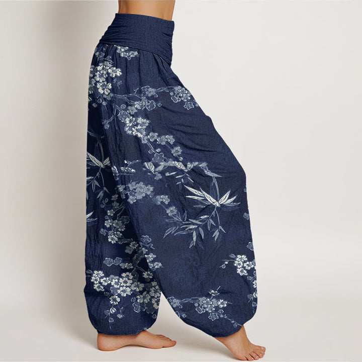 Buddha Stonesホワイト 桜柄 レディース ウエストゴム ハーレムパンツ - image 2