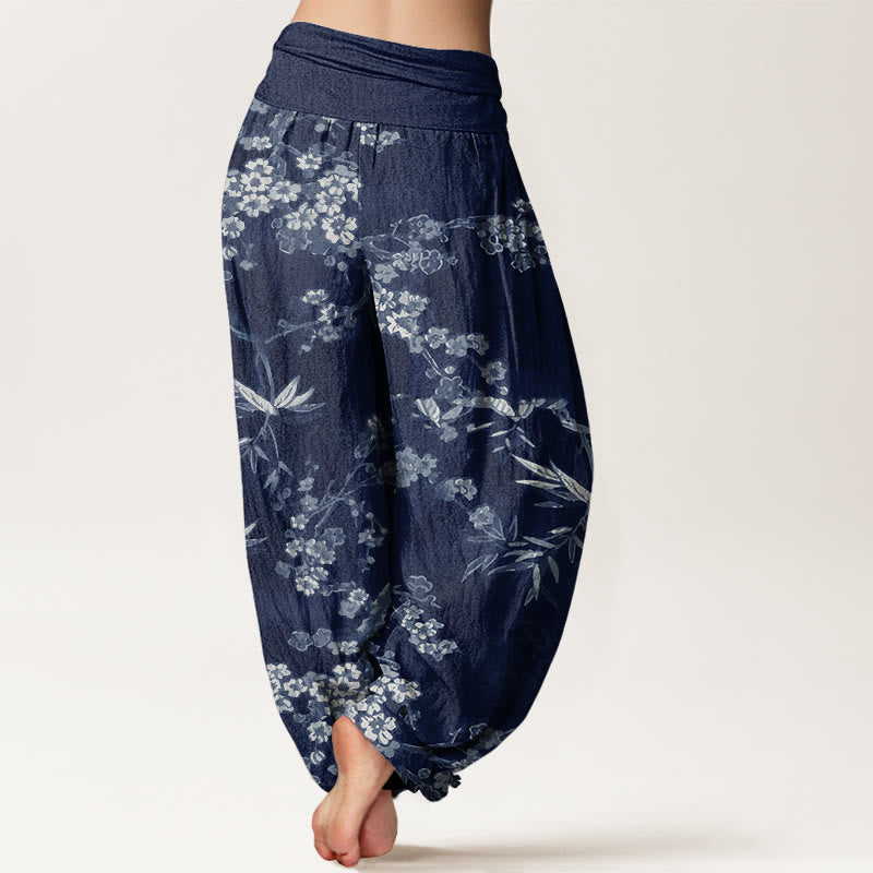 Buddha Stonesコットン ホワイト 桜柄 レディース ウエストゴム ハーレムパンツ - image 2